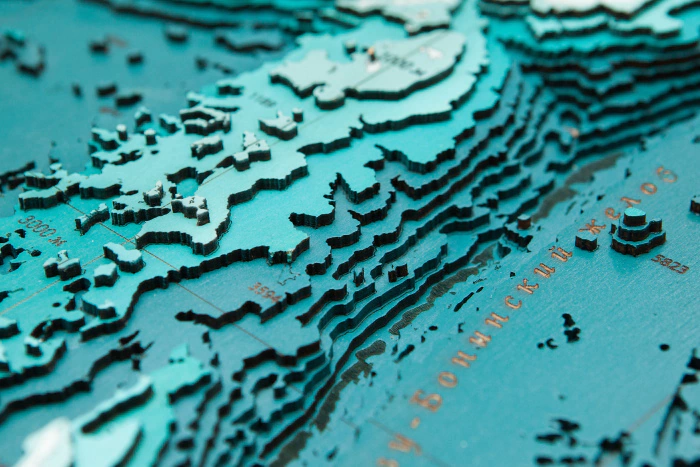 Wooden multi-layered "Map of the Northwestern Pacific Ocean" to order