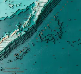 Карта деревянная многослойная "Карта северо-западной части Тихого океана" на заказ Карта деревянная многослойная "Карта северо-западной части Тихого океана" на заказ