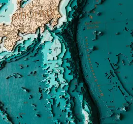 Карта деревянная многослойная "Карта северо-западной части Тихого океана" на заказ Карта деревянная многослойная "Карта северо-западной части Тихого океана" на заказ