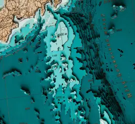 Карта деревянная многослойная "Карта северо-западной части Тихого океана" на заказ Карта деревянная многослойная "Карта северо-западной части Тихого океана" на заказ