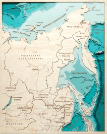 Wooden multi-layered "Map of the Far Eastern Federal District No. 1" to order