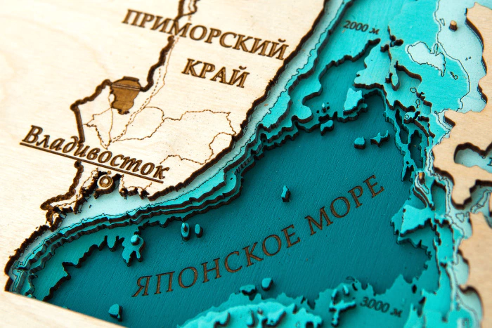 Wooden multi-layered "Map of the Far Eastern Federal District No. 1" to order