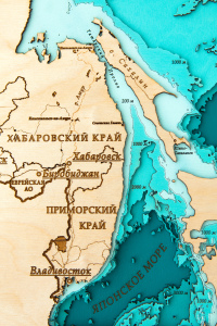 Wooden multi-layered "Map of the Far Eastern Federal District No. 1" to order