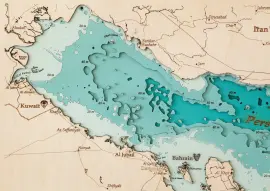 Карта деревянная многослойная "Карта Персидского залива" на заказ Карта деревянная многослойная "Карта Персидского залива" на заказ