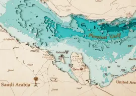Карта деревянная многослойная "Карта Персидского залива" на заказ Карта деревянная многослойная "Карта Персидского залива" на заказ