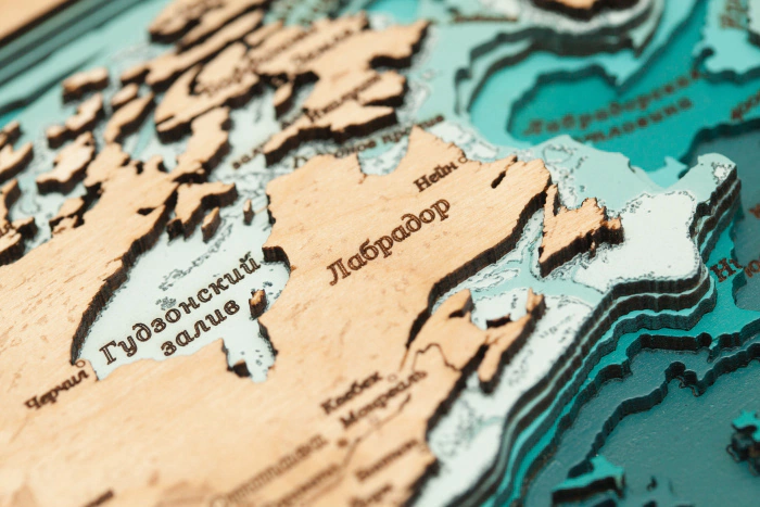 Wooden multi-layered "World Map No. 3" to order