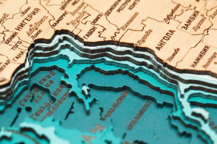 Wooden multi-layered "World Map No. 3" to order