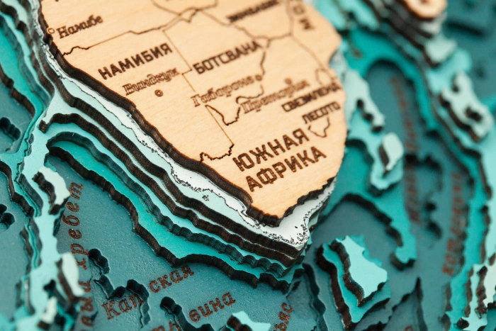Wooden multi-layered "World Map No. 3" to order