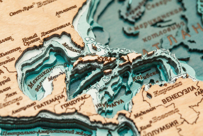 Wooden multi-layered "World Map No. 3" to order