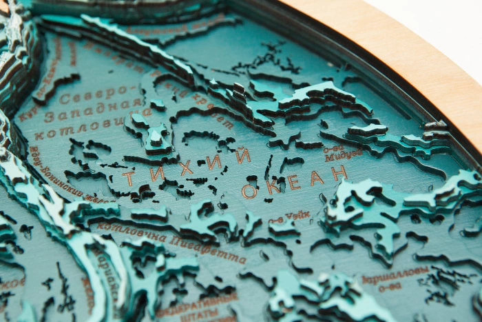 Wooden multi-layered "World Map No. 3" to order