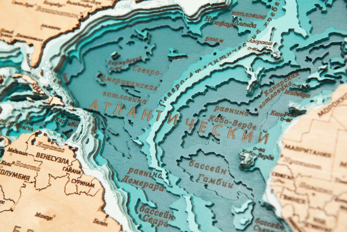 Wooden multi-layered "World Map No. 3" to order