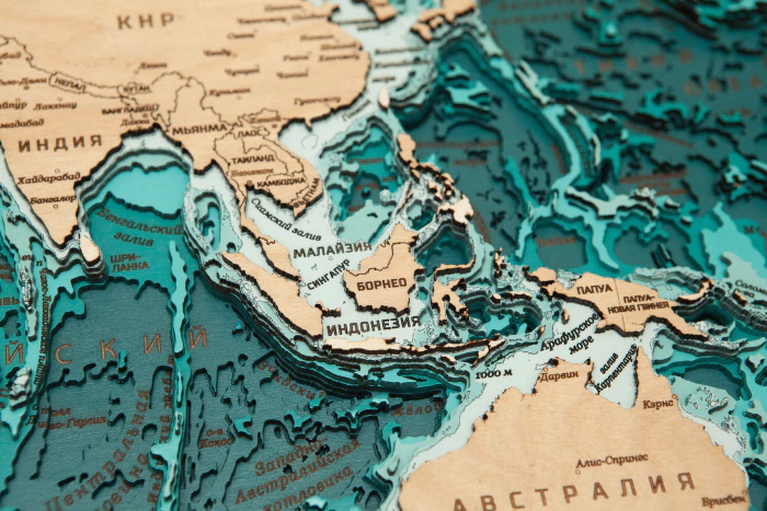 Wooden multi-layered "World Map No. 3" to order