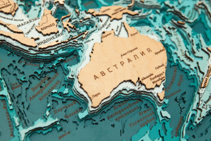 Wooden multi-layered "World Map No. 3" to order