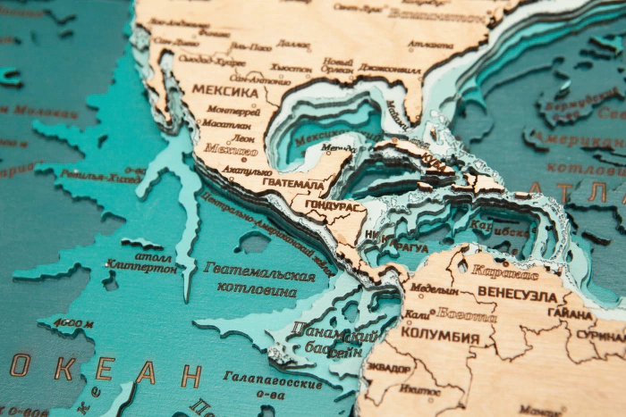 Wooden multi-layered "World Map No. 3" to order