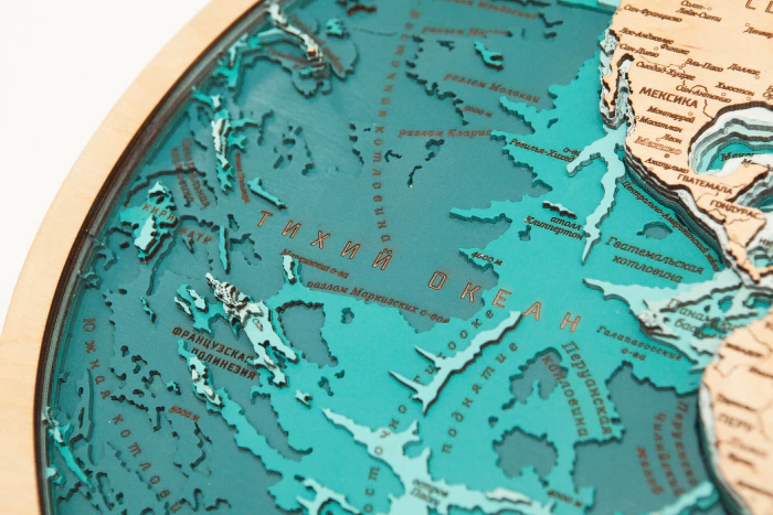 Wooden multi-layered "World Map No. 3" to order