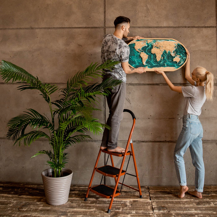 Wooden multi-layered "World Map No. 3" to order
