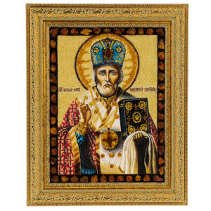 Icon of amber "Nicholas the Wonderworker"