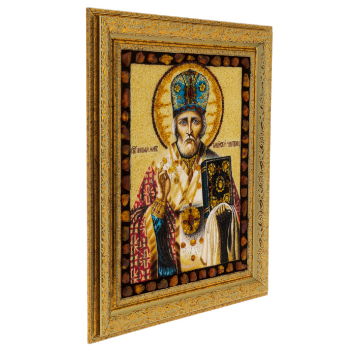Icon of amber "Nicholas the Wonderworker"