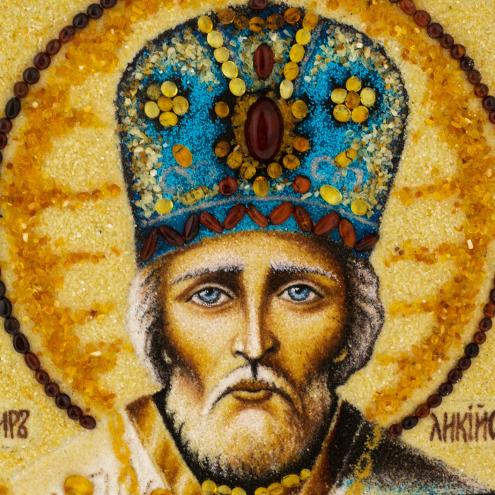 Icon of amber "Nicholas the Wonderworker"