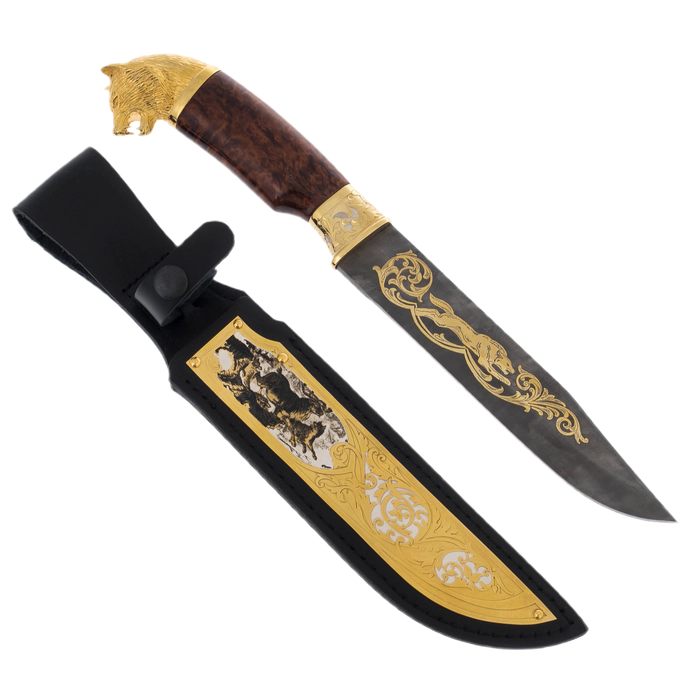 Knife "Wolf" with black damascus