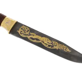 Нож "Волк" с черным дамаском