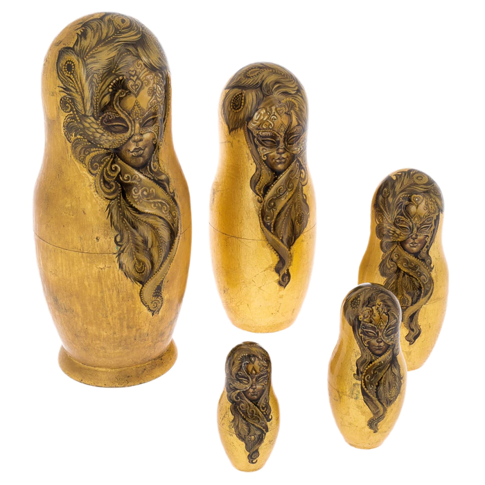 Matryoshka doll for 5 places "Golden mask" (28 cm)