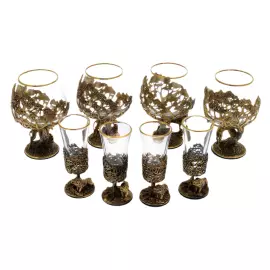 Набор для коньяка "Лев ROYAL" на 4 персоны и 4 лафитника "Лев"