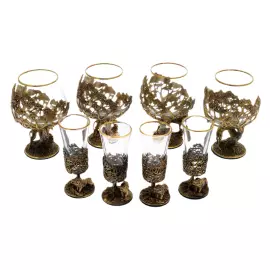 Набор для коньяка "Лев ROYAL" на 4 персоны и 4 лафитника "Лев"