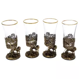 Набор для коньяка "Лев ROYAL" на 4 персоны и 4 лафитника "Лев"