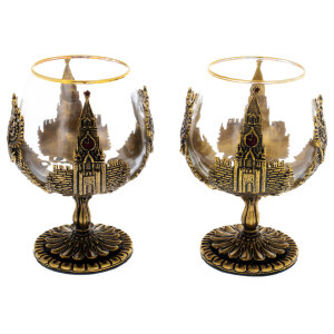 Cognac set "Russia" for 2 persons in a black gift box