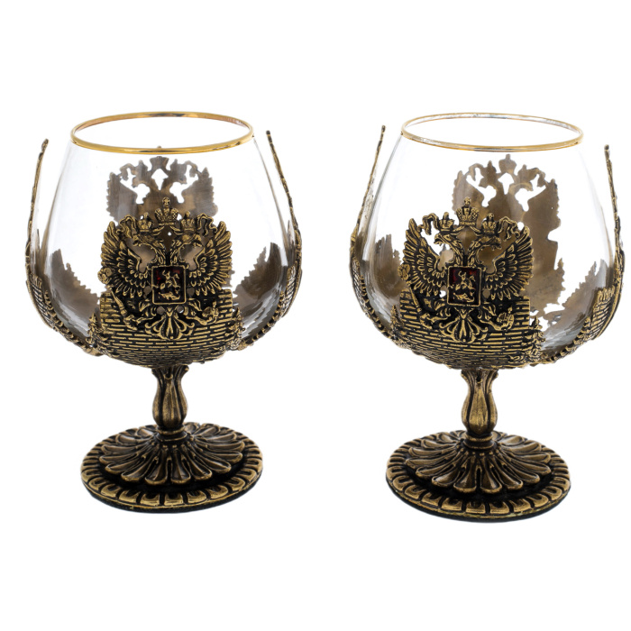 Cognac set "Russia" for 2 persons in a black gift box