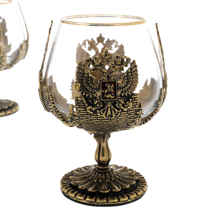 Cognac set "Russia" for 2 persons in a black gift box