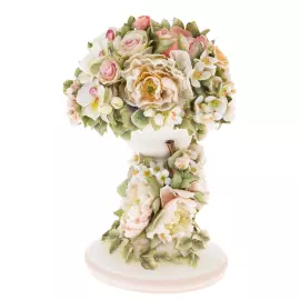 Сувенир из фарфора "Корзина с цветами" вертикальная, большая