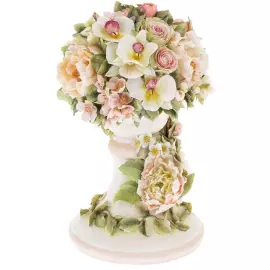 Сувенир из фарфора "Корзина с цветами" вертикальная, большая