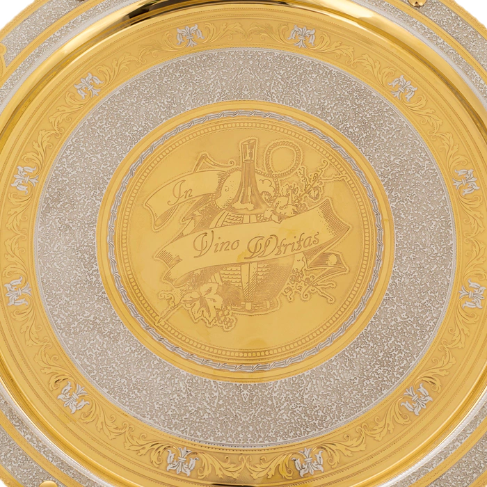 Tray dish "In vino veritas" with malachite, Zlatoust