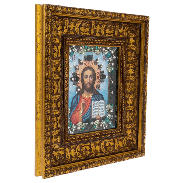 Oil icon "Savior the Almighty" with gold leaf