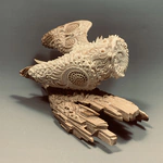 Highly artistic sculpture "Barn Owl" made of mammoth tusk