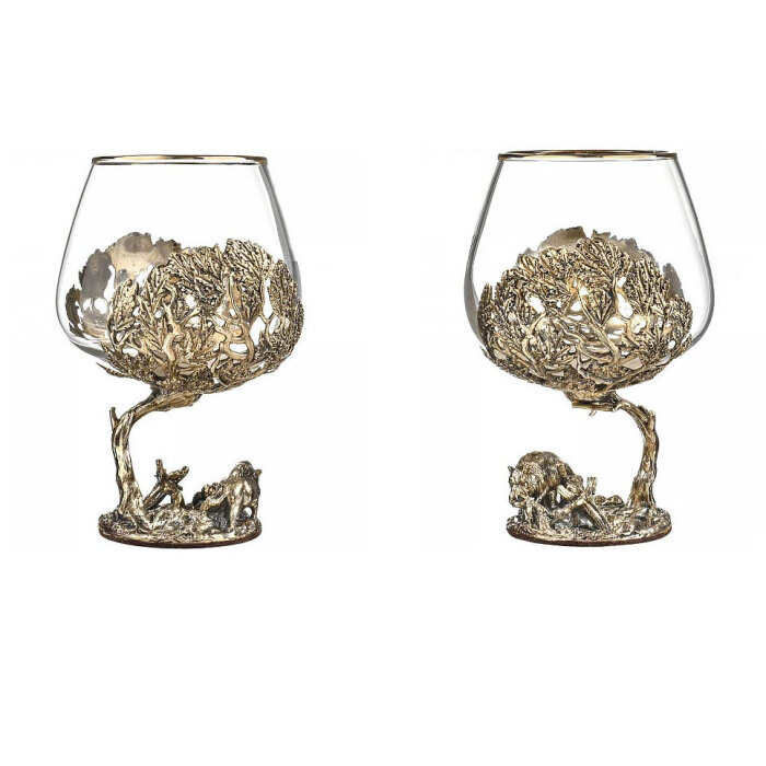 A set of glasses for cognac "Kaban" for 2 persons, in a wooden box