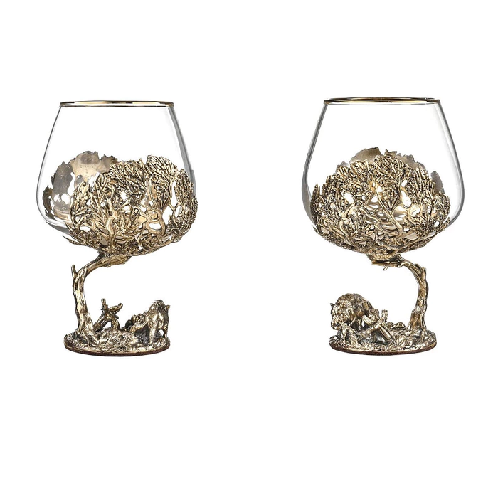 A set of glasses for cognac "Kaban" for 2 persons, in a wooden box