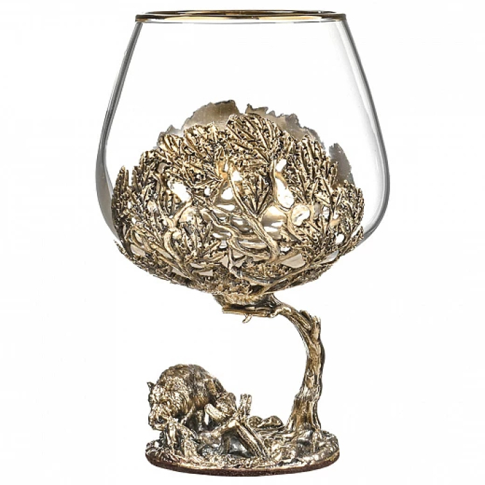 A set of glasses for cognac "Kaban" for 2 persons, in a wooden box