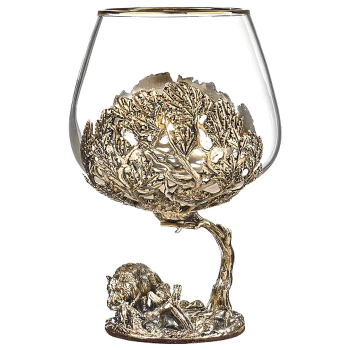 A set of glasses for cognac "Kaban" for 2 persons, in a wooden box
