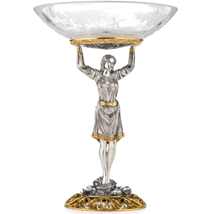 Fruit vase made of silver "Red maiden"