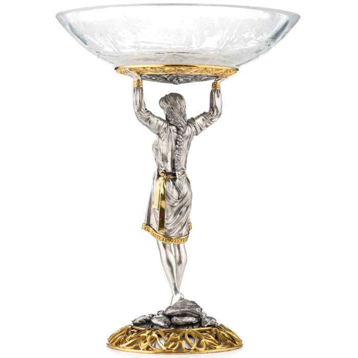 Fruit vase made of silver "Red maiden"