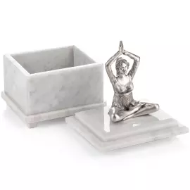 Шкатулка из мрамора и серебра "Йога"