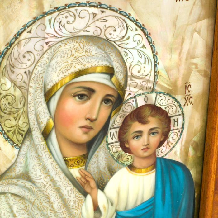 Wedding icon "Savior" with stained glass enamels