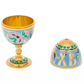 Яйцо пасхальное "Бокалы" с голубыми эмалями