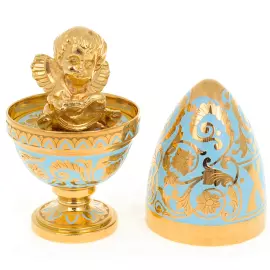 Яйцо пасхальное "Ангел" голубая эмаль