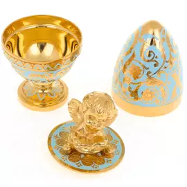 Яйцо пасхальное "Ангел" голубая эмаль