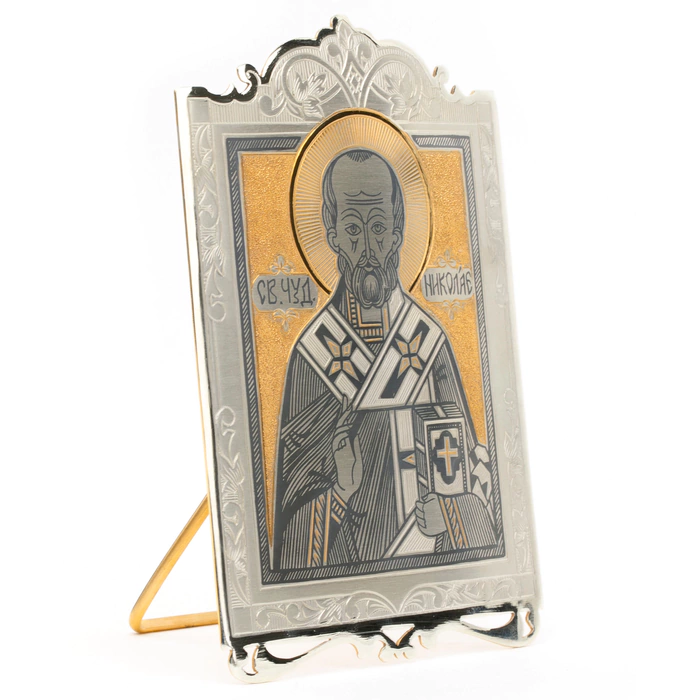 Silver icon "Nicholas the Wonderworker"