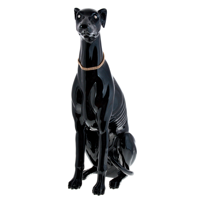 Greyhound statuette, color: black